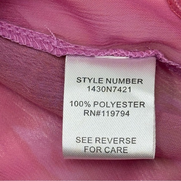 Unity World Wear Women’s Pink Orange Studded Patterned Top Medium Flutter Sleeve - Picture 9 of 14